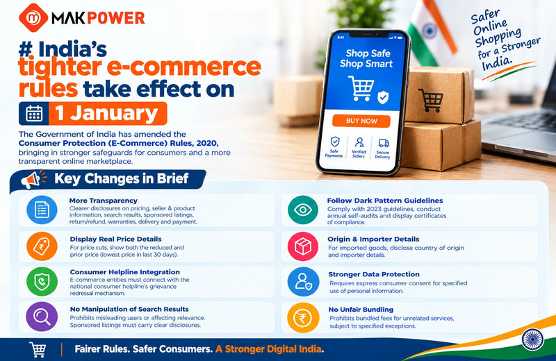 India’s Tighter E-Commerce Rules Take Effect on 1 January 2027: What Online Sellers & Mobile-Accessories Brands Need to Know