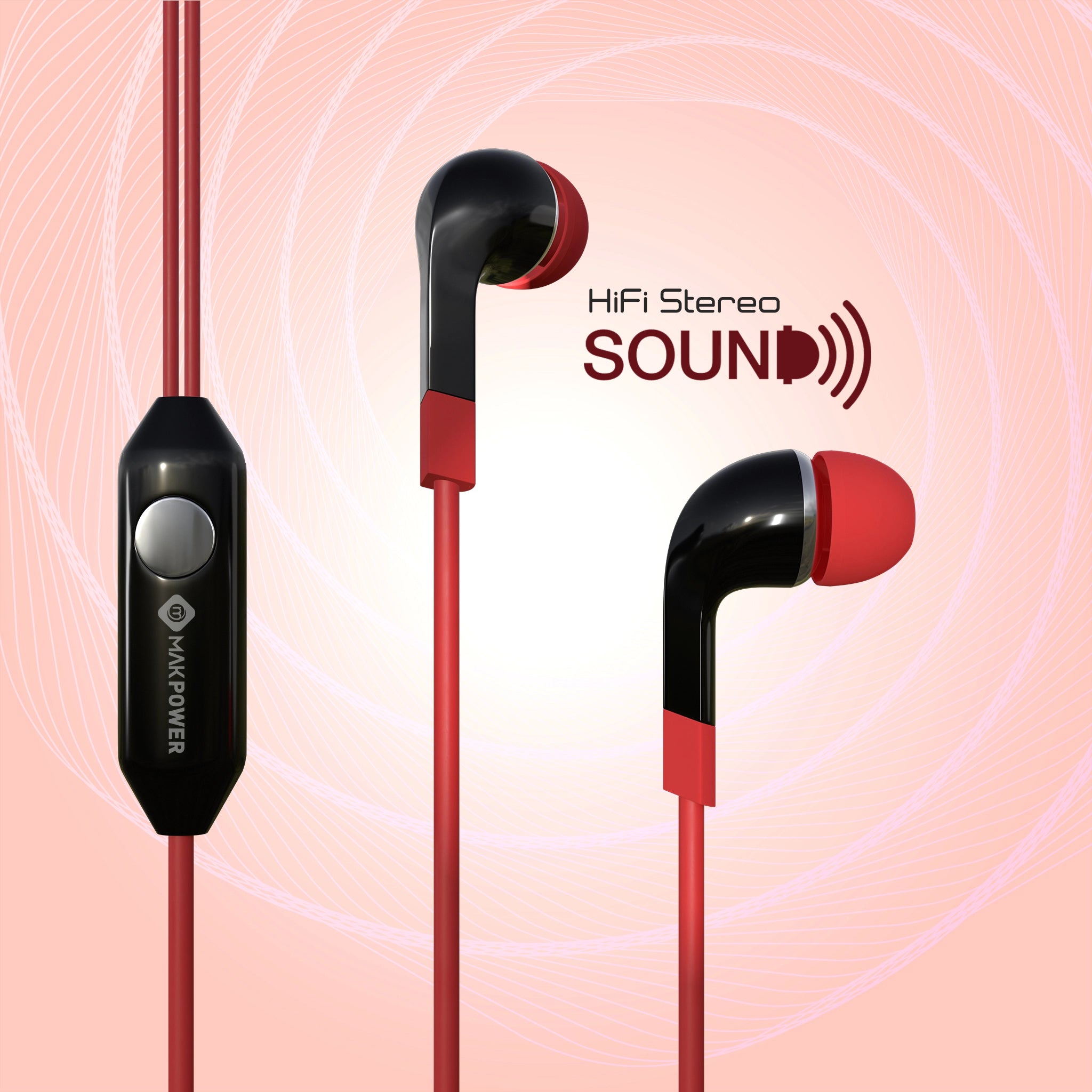 Affordable wired earphones MakPower Basswize 135 with Hi-fi Stereo Sound