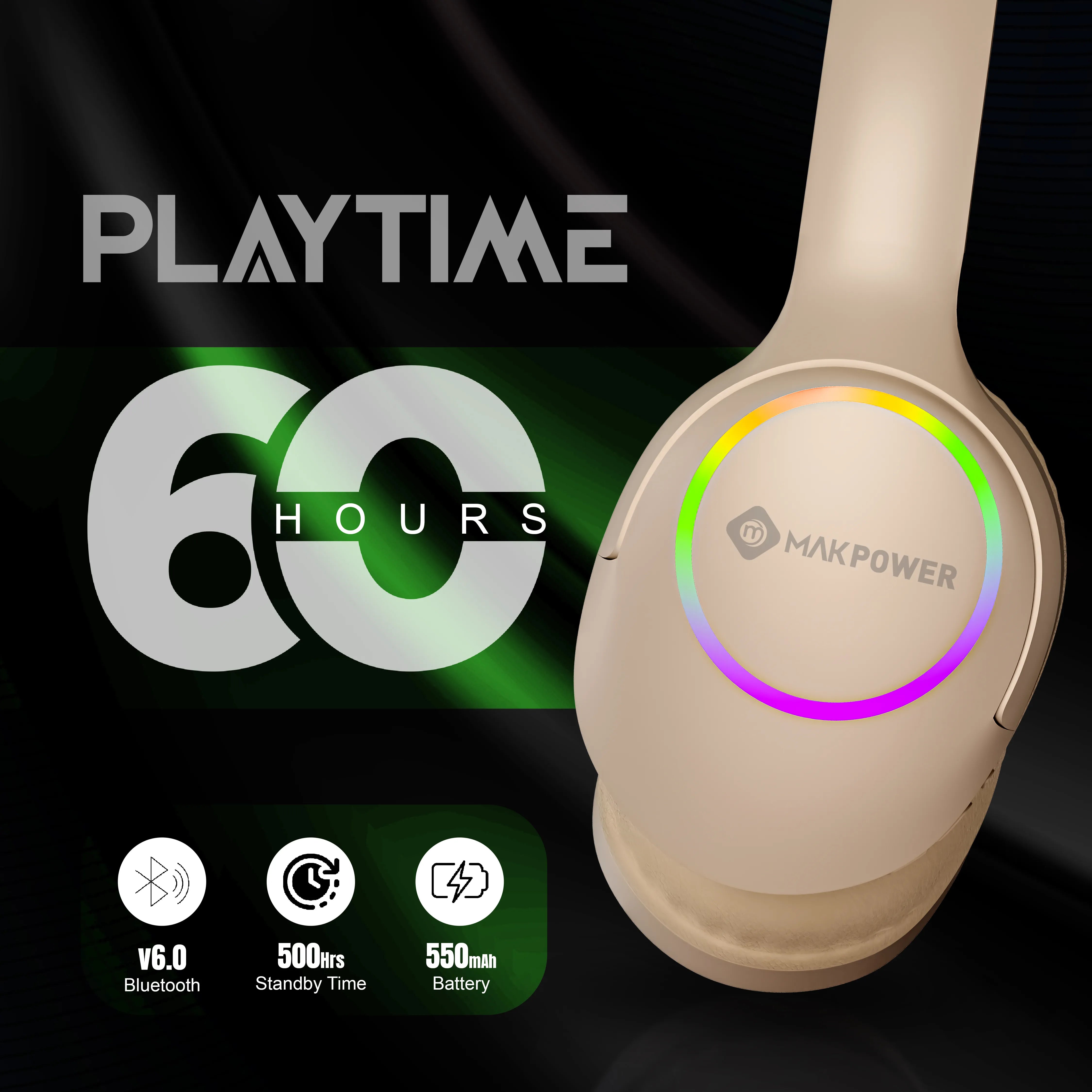 Headphone with 60Hours Playtime