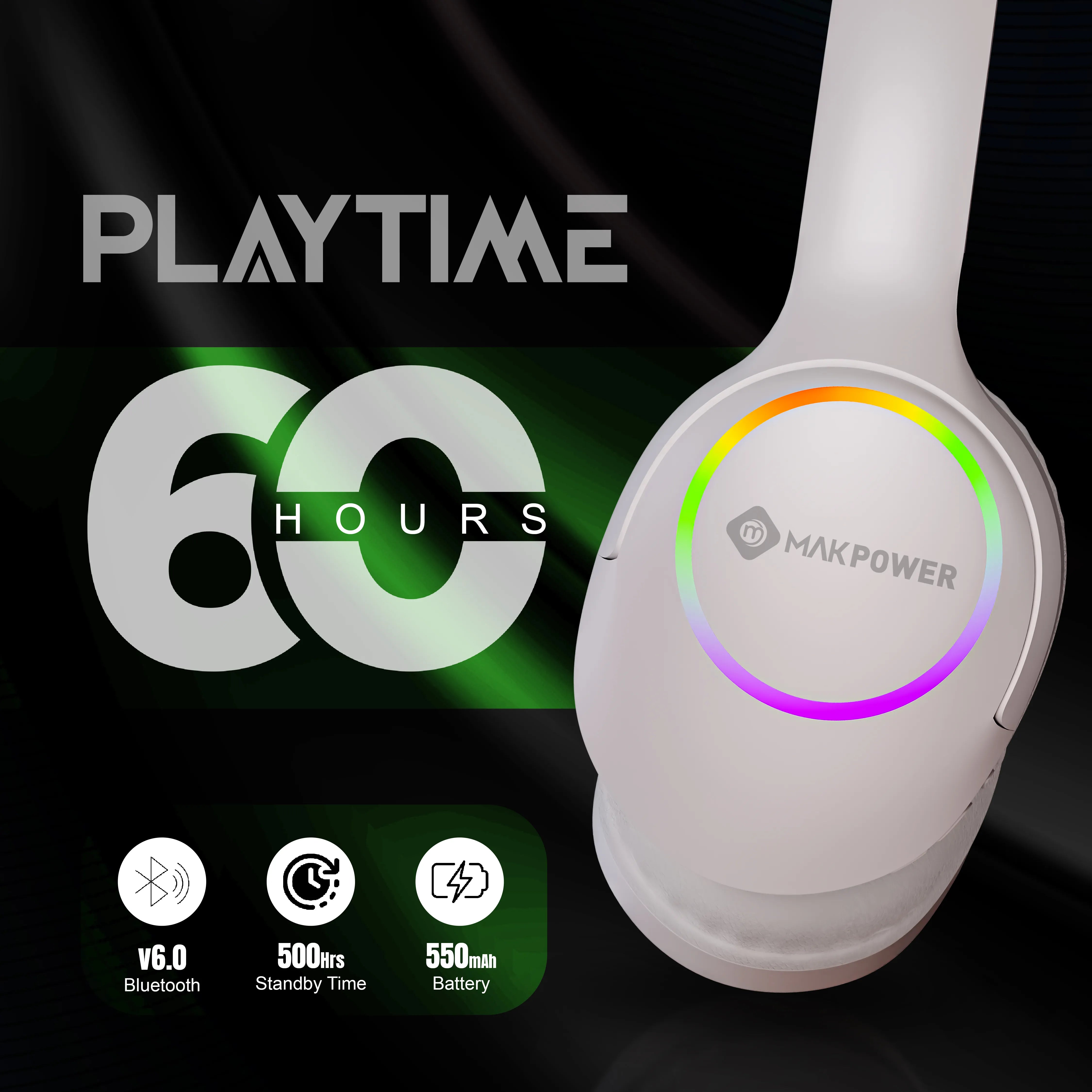 Headphone with 60Hours Playtime