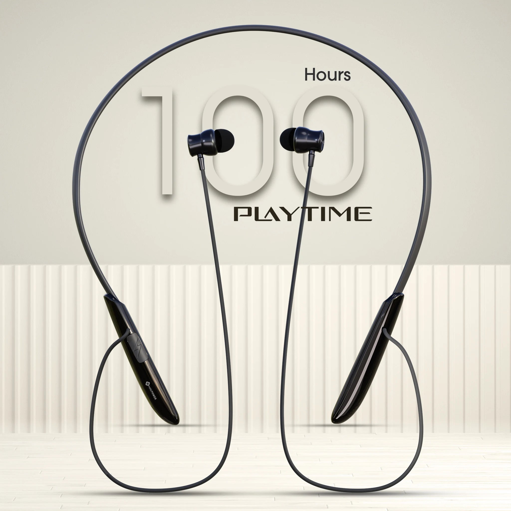 MakPower Bass Demon Neckband Earphones_black with 100 Hours Playtime