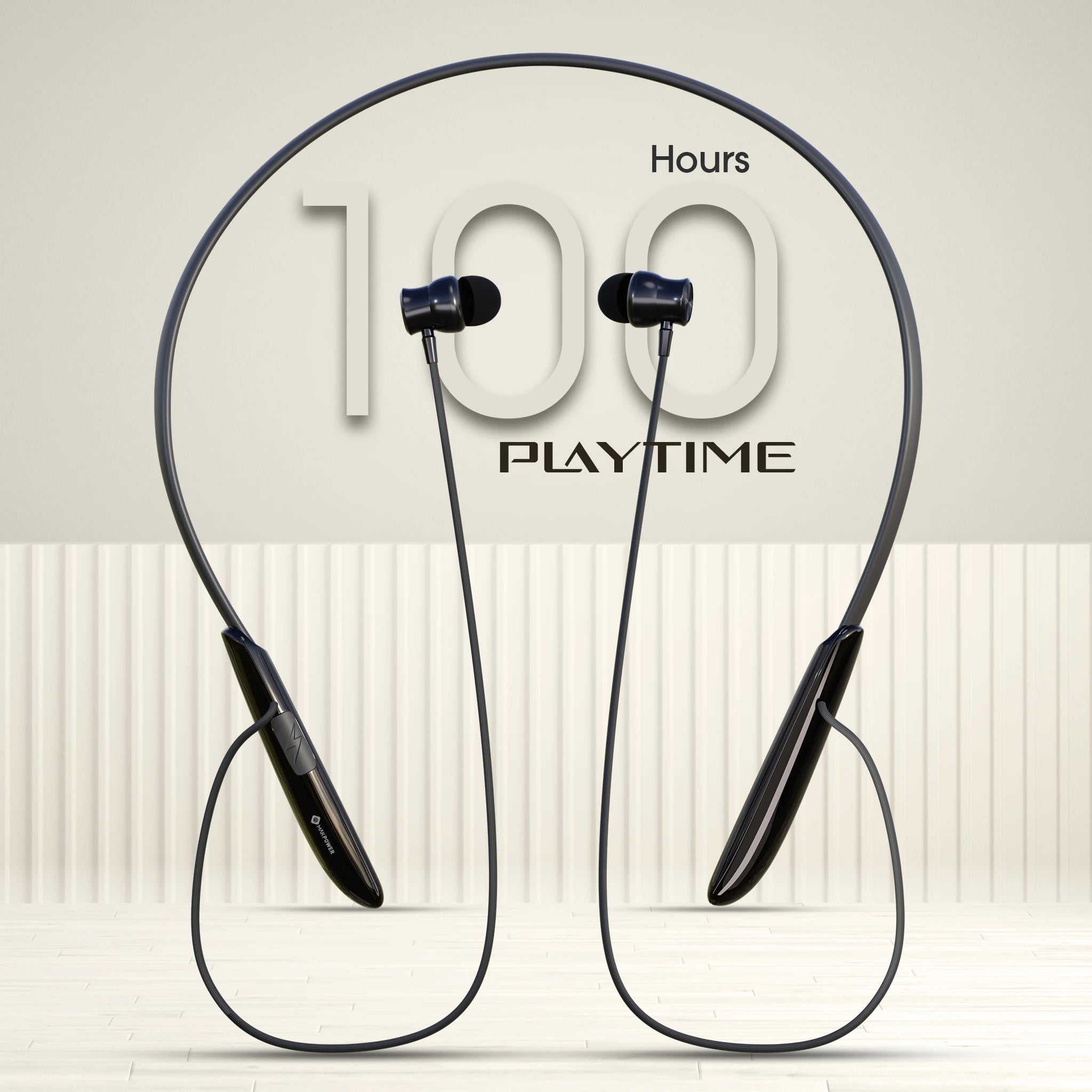 MakPower Bass Demon Neckband Earphones_green with 100 Hours Playtime