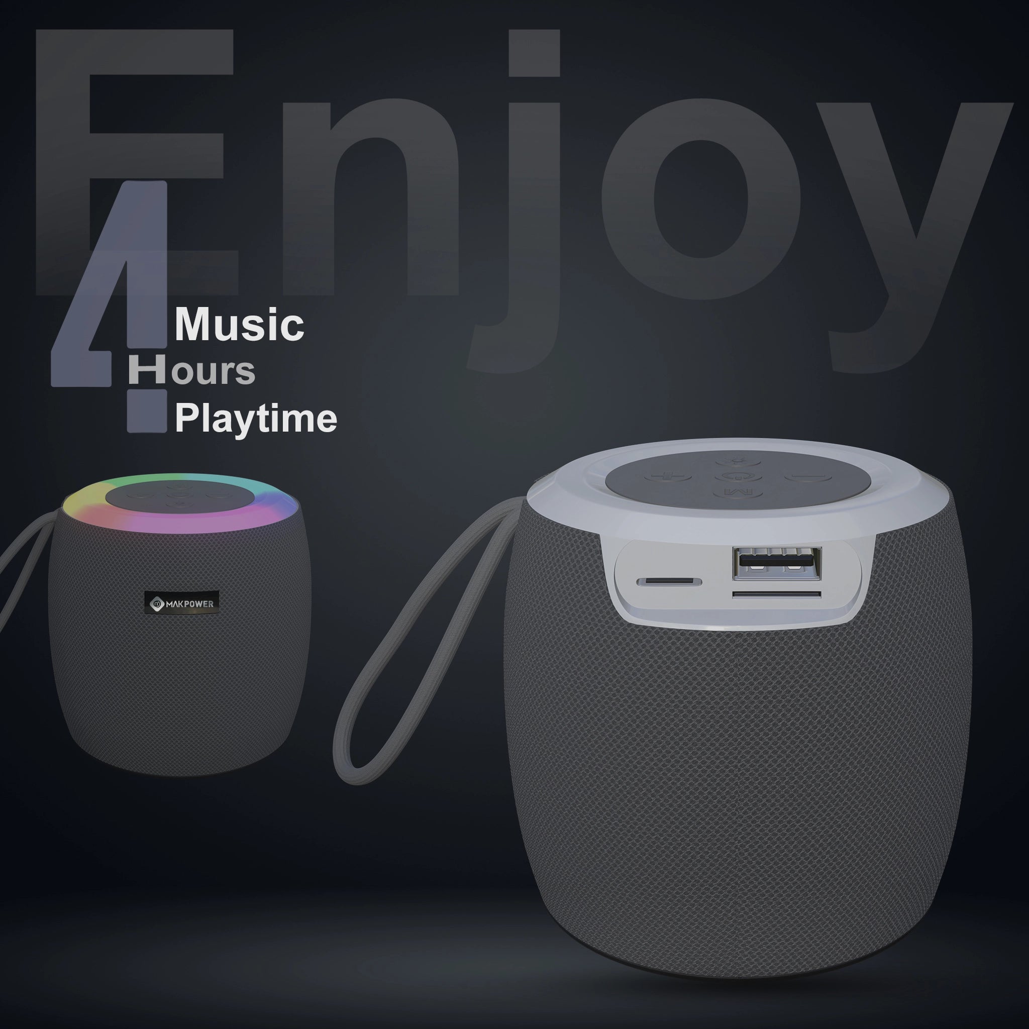 MakPower Ministar Mini Bluetooth Speaker grey with 4 hours Playtime