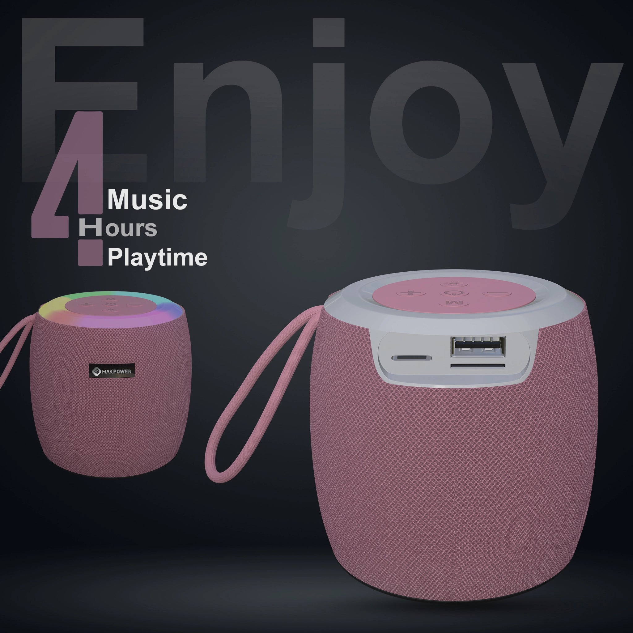MakPower Ministar Mini Bluetooth Speaker pink with 4 hours Playtime