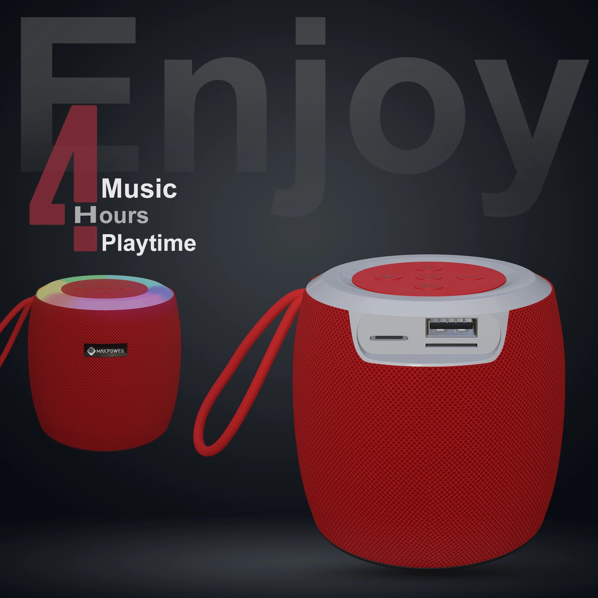 MakPower Ministar Mini Bluetooth Speaker red with 4 hours Playtime