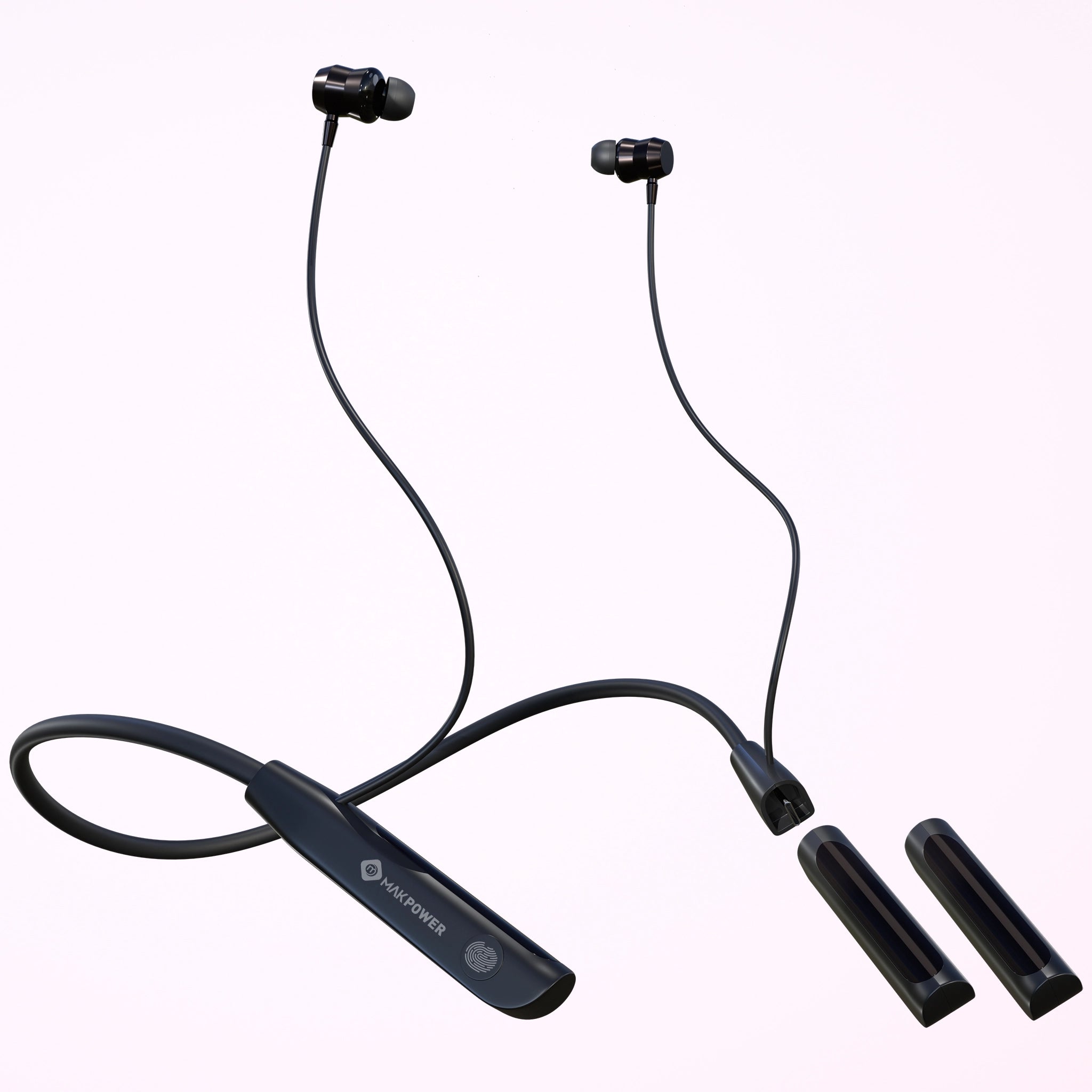 MakPower Wireless Neckband with 150 Hours Playback_Black 