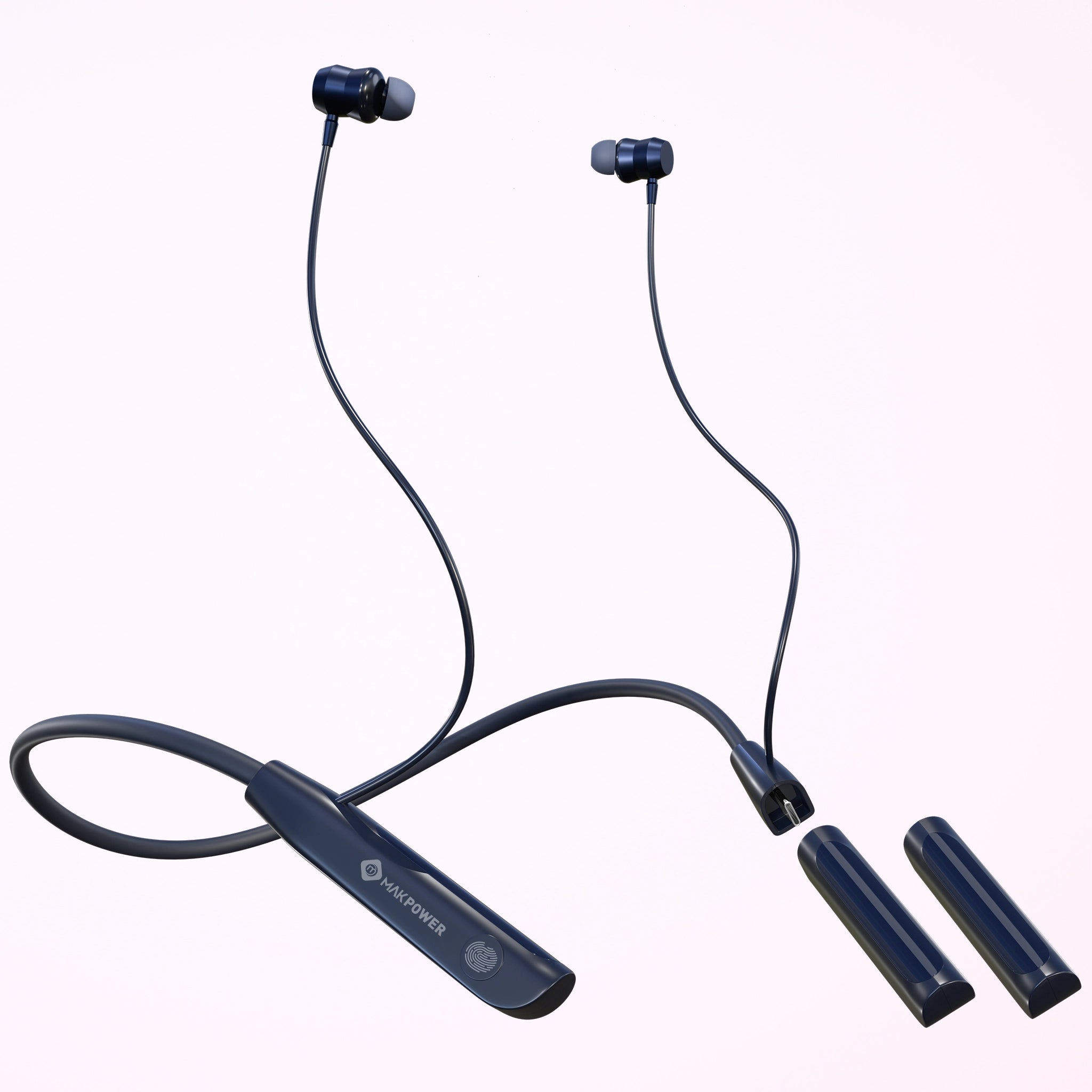 MakPower Wireless Neckband with 150 Hours Playback_blue