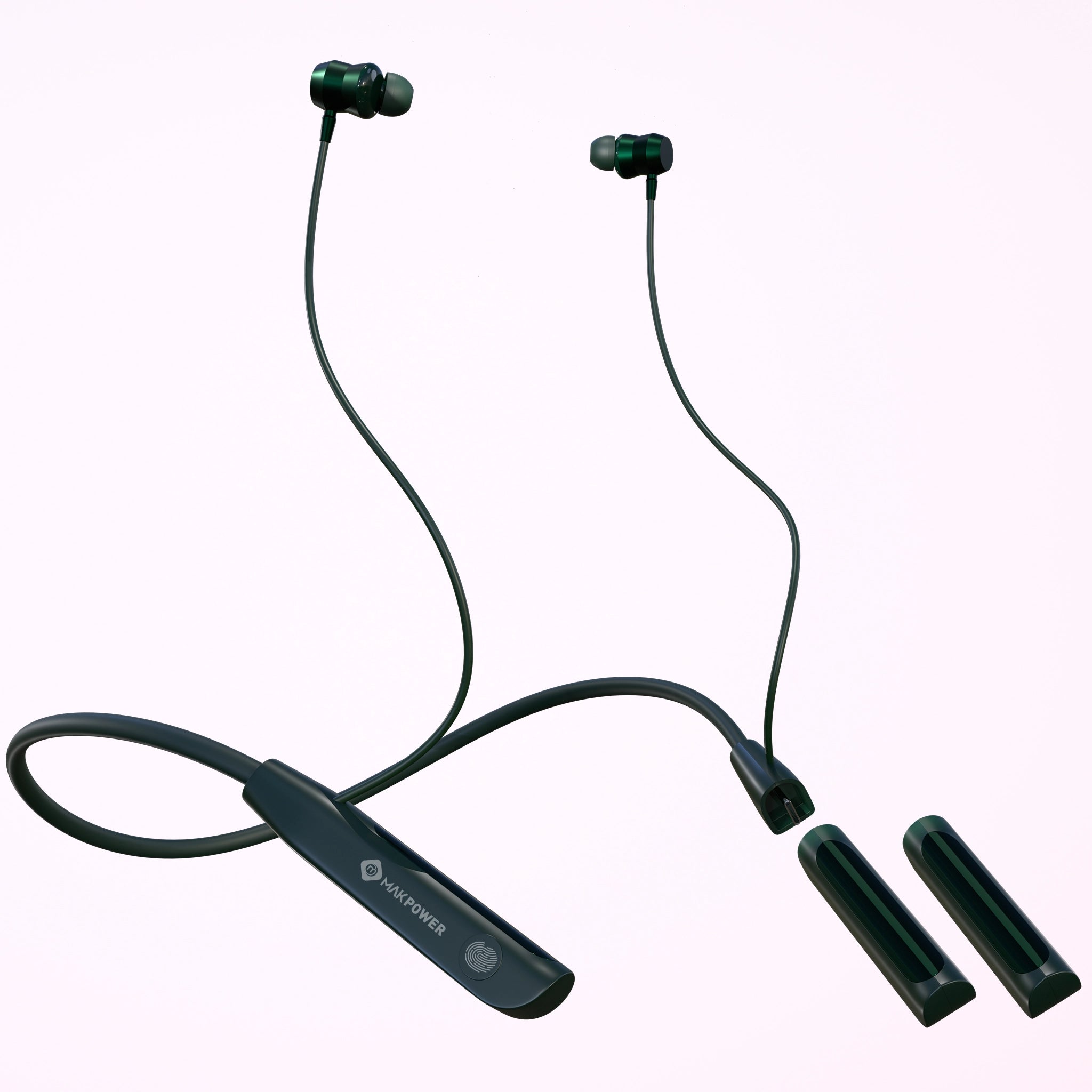 MakPower Wireless Neckband with 150 Hours Playback_green