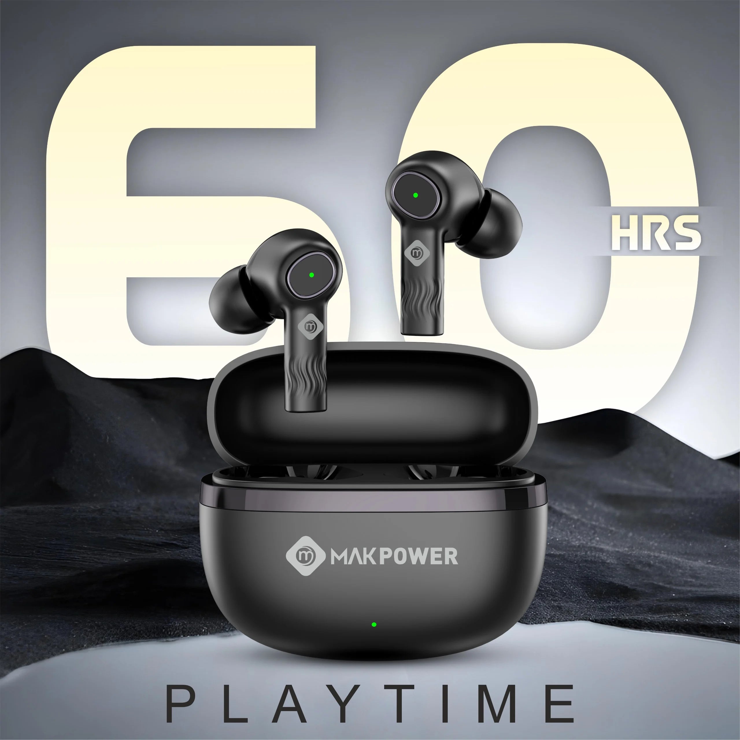 Mak Power BUDS-NXT Wireless Earbuds 114 Black with 60 Hours Playtime