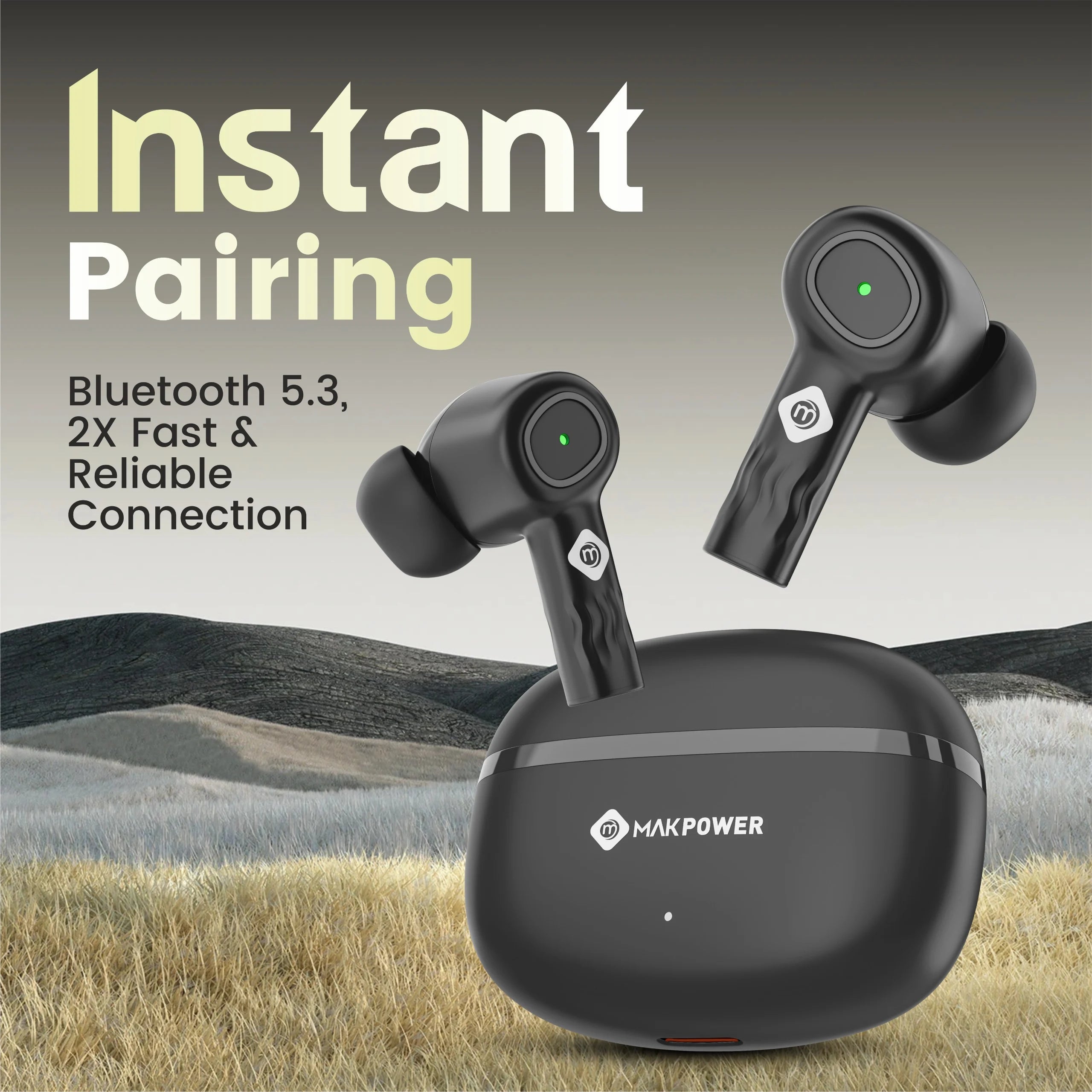 Mak Power BUDS-NXT Wireless Earbuds 114 Black  with Instant Pairing