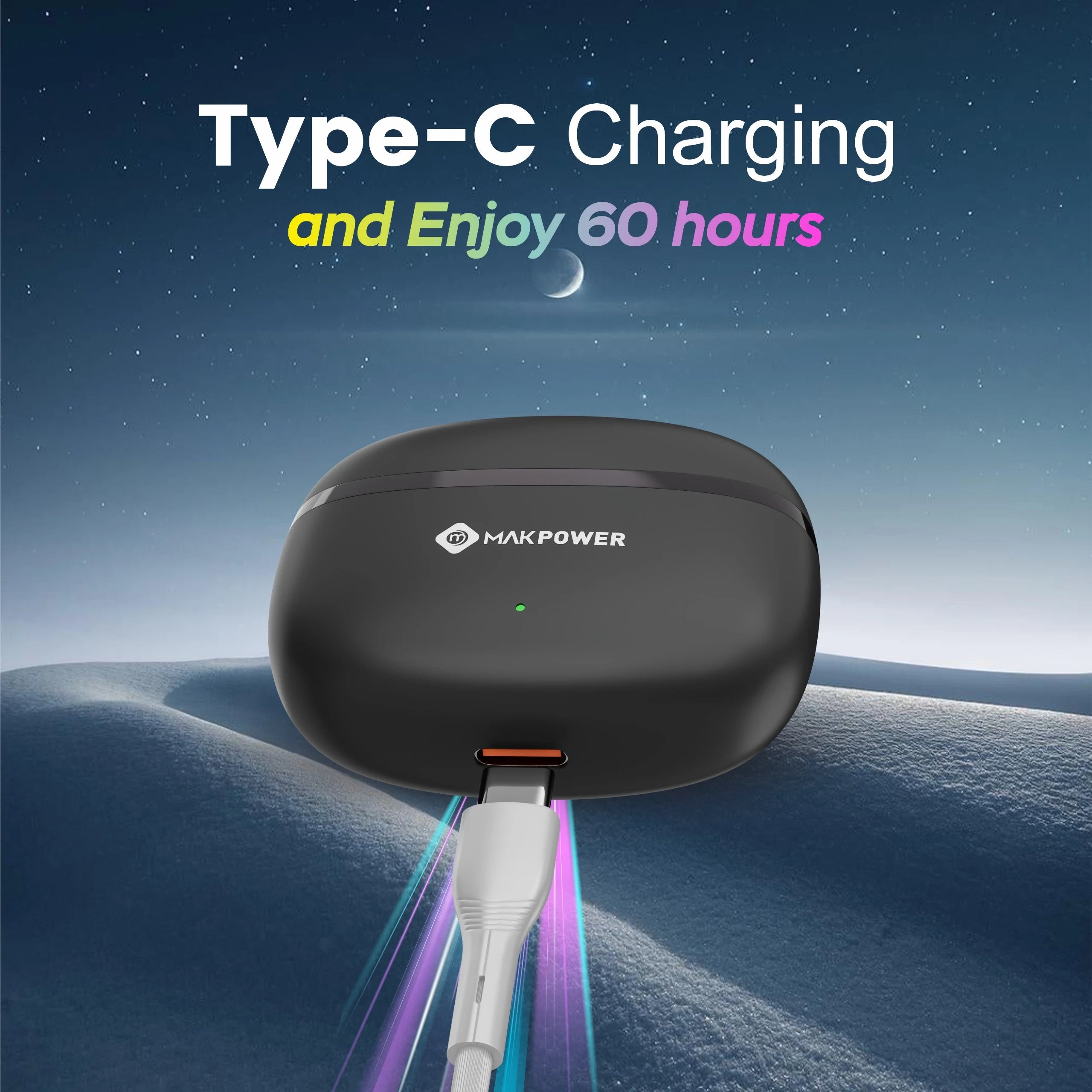 Mak Power BUDS-NXT Wireless Earbuds 114 Blue with Type-C fast Charge