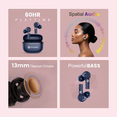 Mak Power BUDS-NXT Wireless Earbuds 114 Blue  with 13MM Titanium Drivers