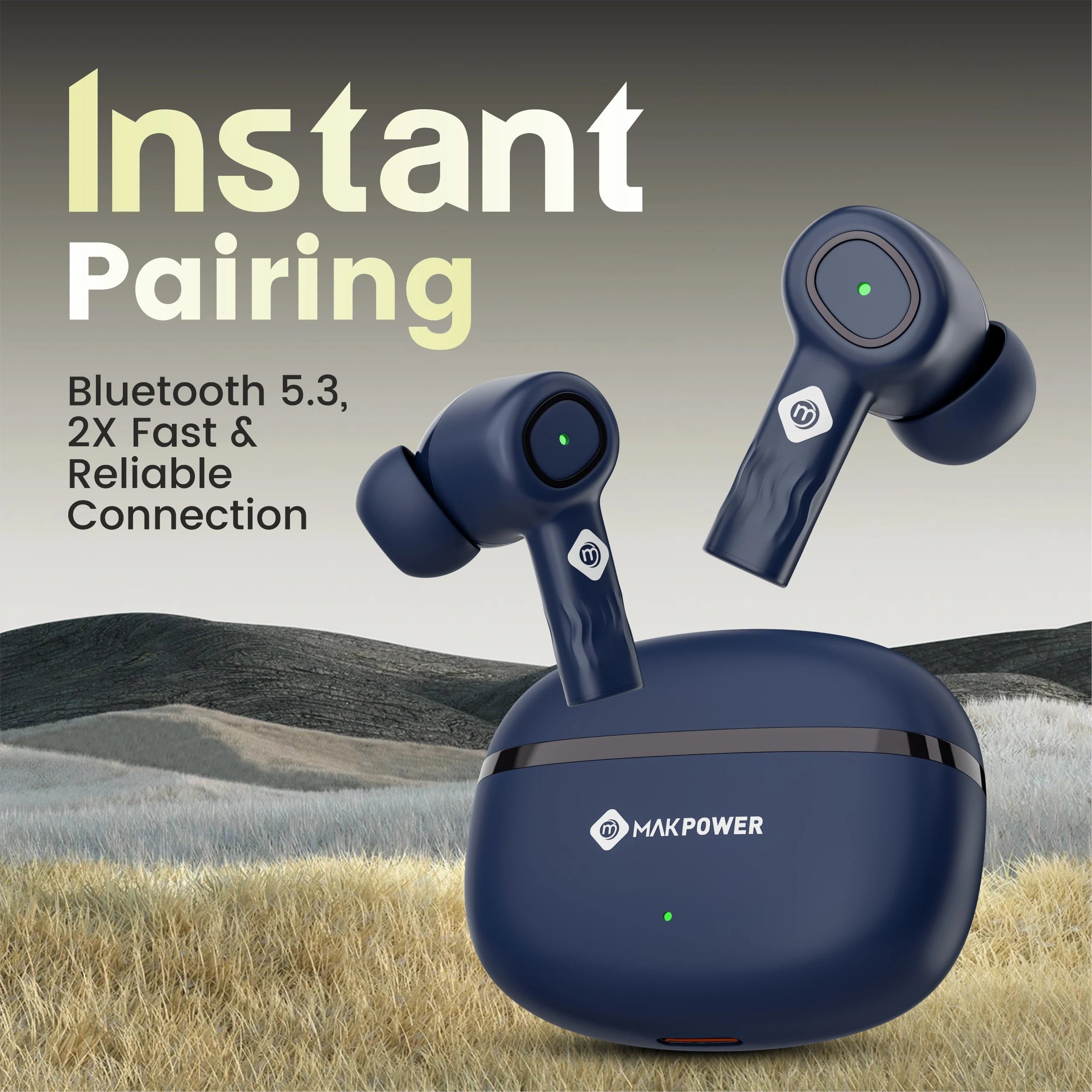 Mak Power BUDS-NXT Wireless Earbuds 114 Blue  with Instant Pairing