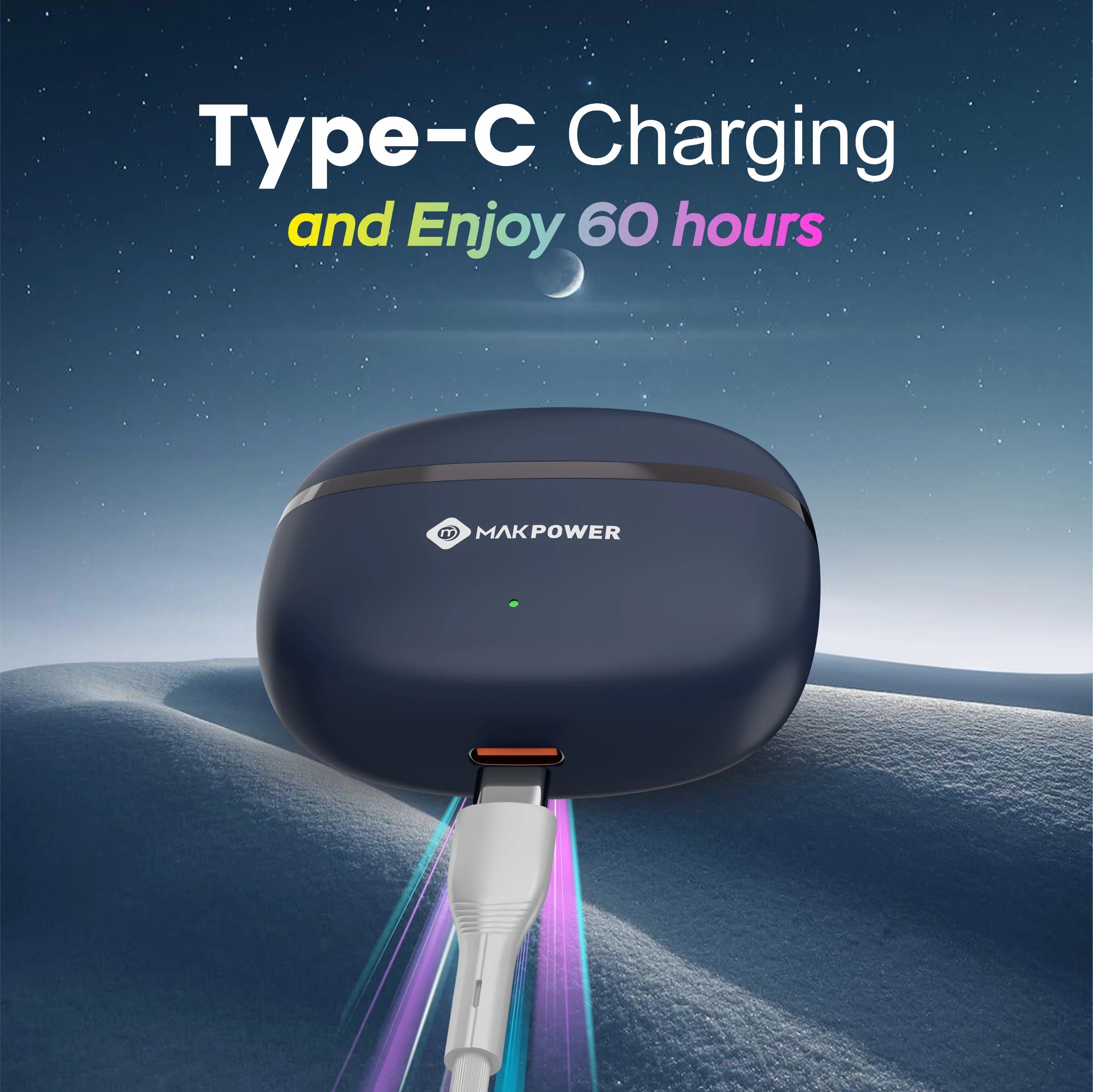 Mak Power BUDS-NXT Wireless Earbuds 114 Blue with Type-C fast Charge