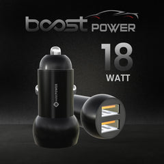 Fast Dual USB Car Charger Black