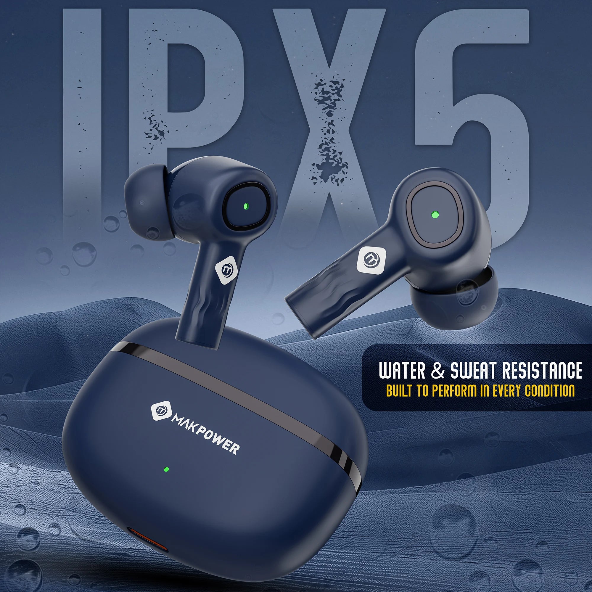 Wireless earbuds with IPX5 Splash Resistant