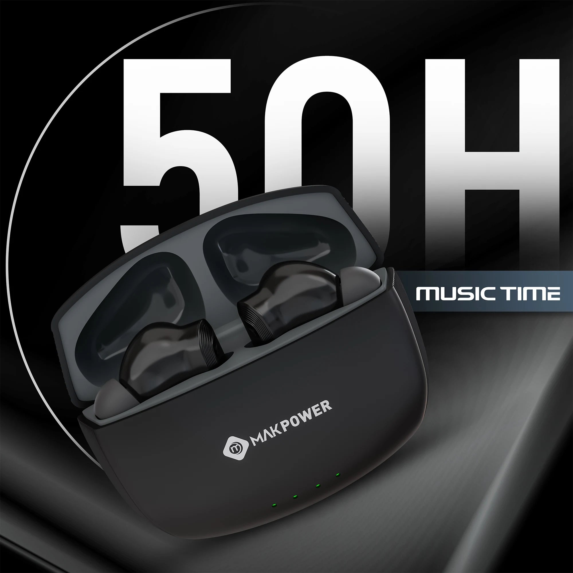 wireless earbuds MAK POWER Storm 50H battery