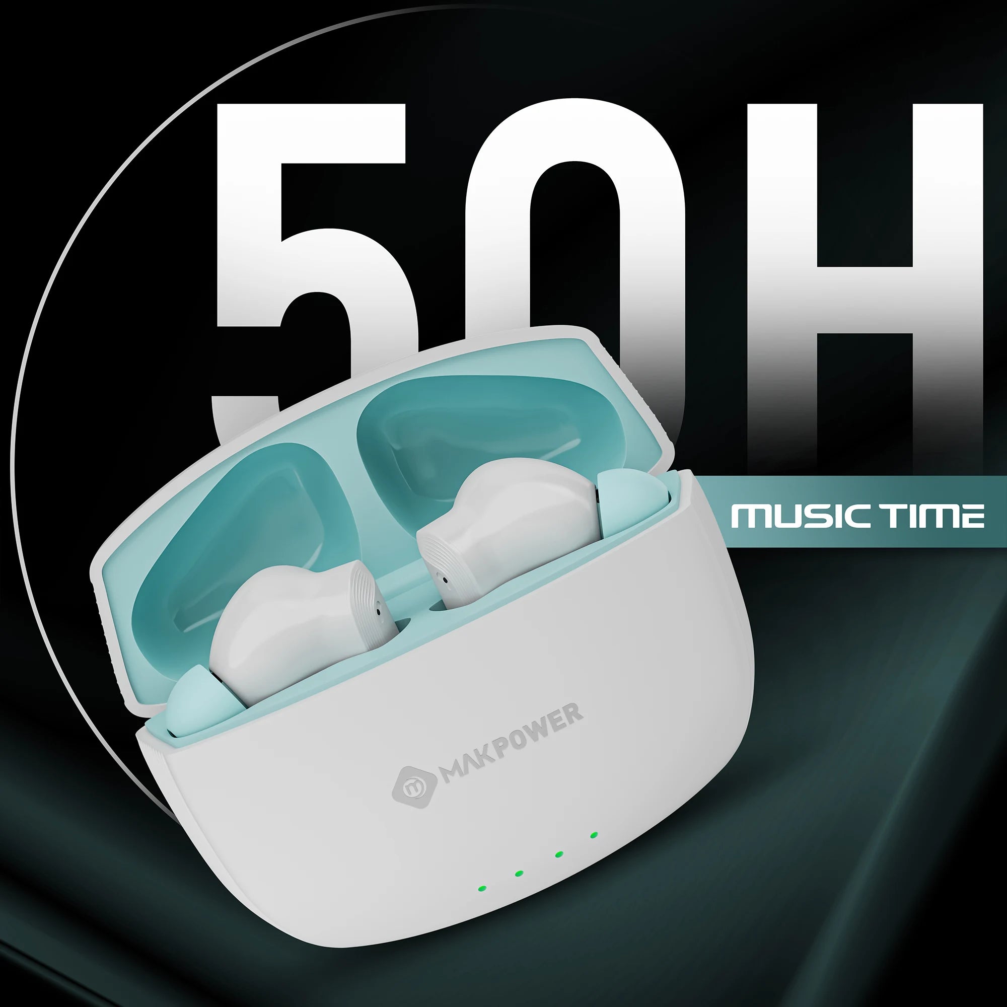 wireless earbuds MAK POWER Storm 50H battery