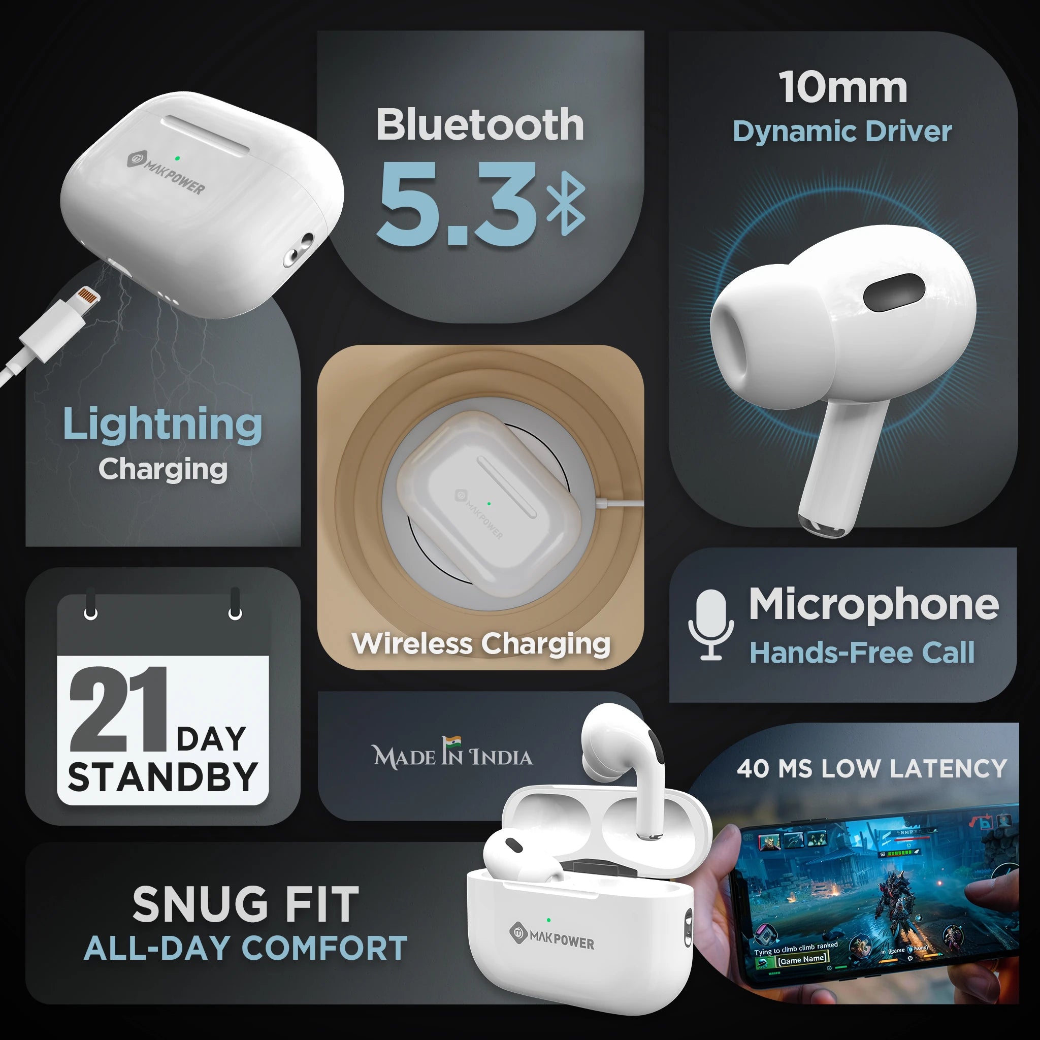 Earbuds with Wireless Charging STRONG BEAT 10
