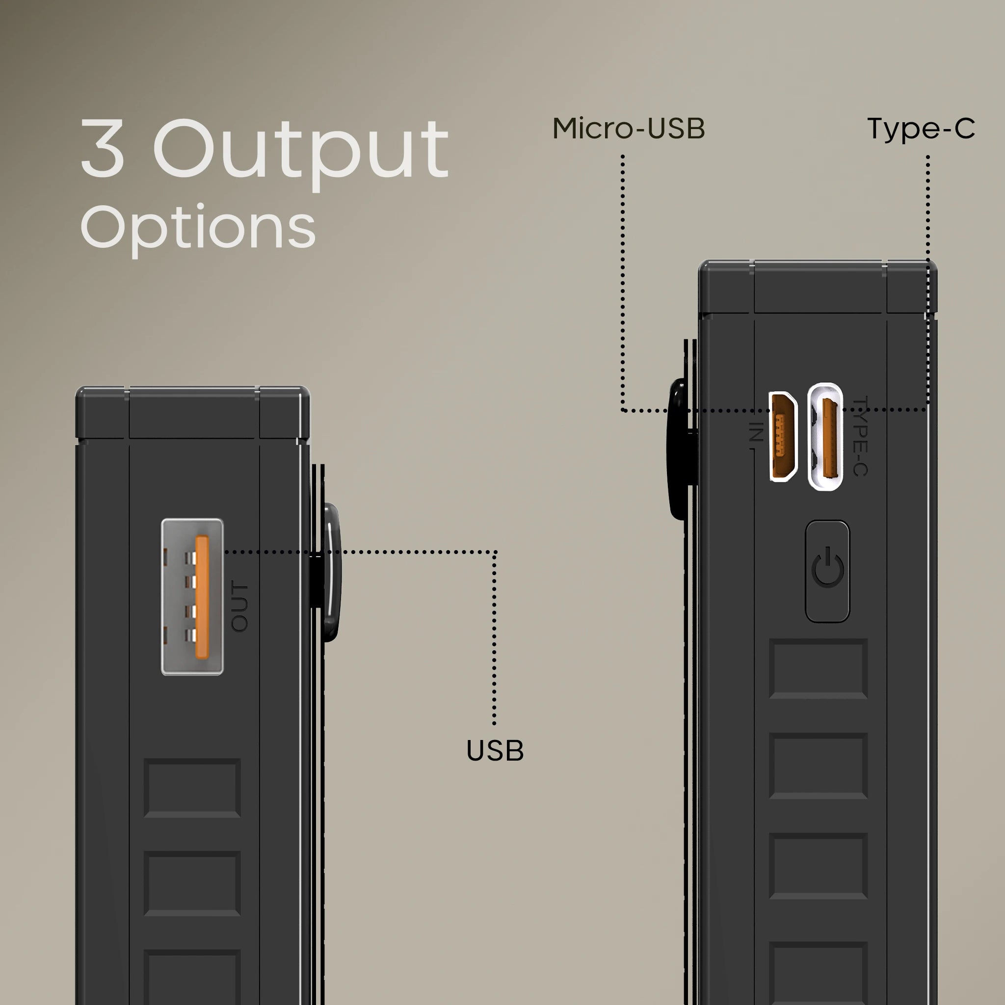 Mak power PB-14 10000 mAh Power Bank with 3 Output options_Black