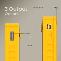 Mak power PB-14 10000 mAh Power Bank with 3 Output options_yellow