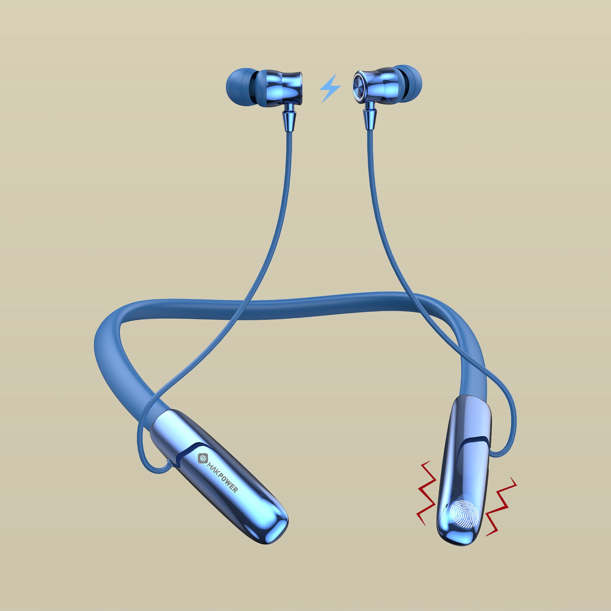 Neckband Headphones MakPower Bass Demon Blue