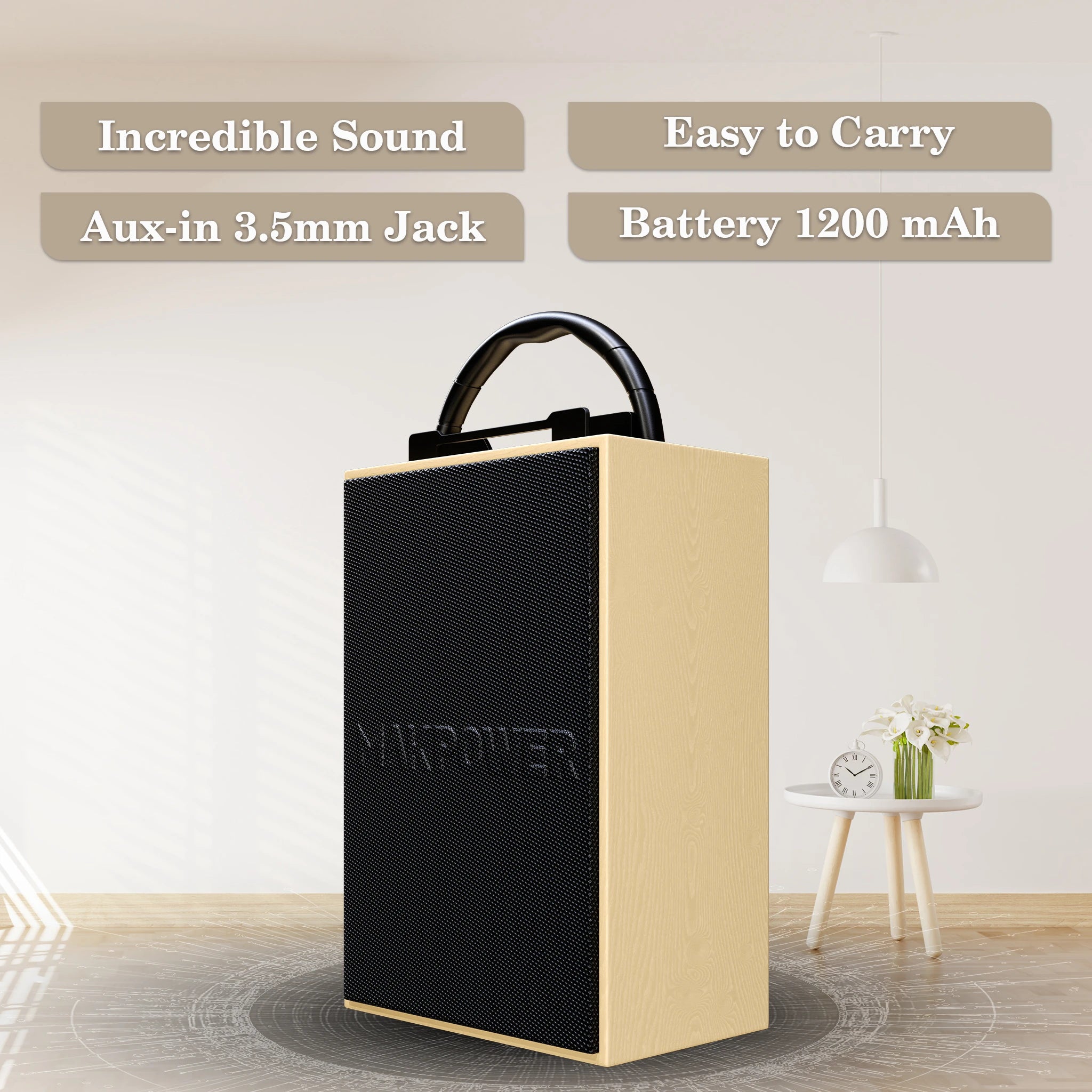 Portable Wooden Bluetooth Speaker – Clear Sound, Elegant Look