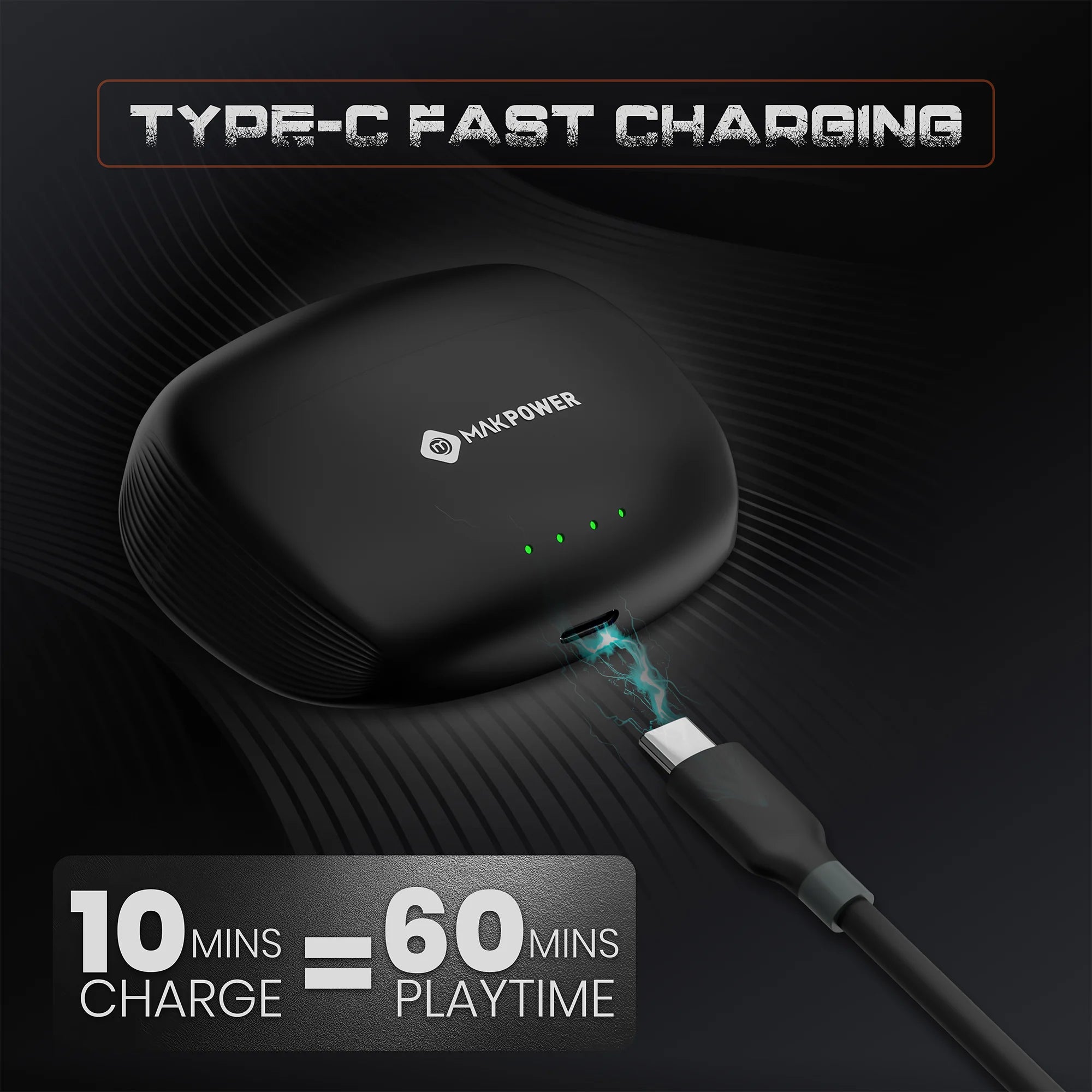 wireless earbuds MAK POWER Storm 50H battery