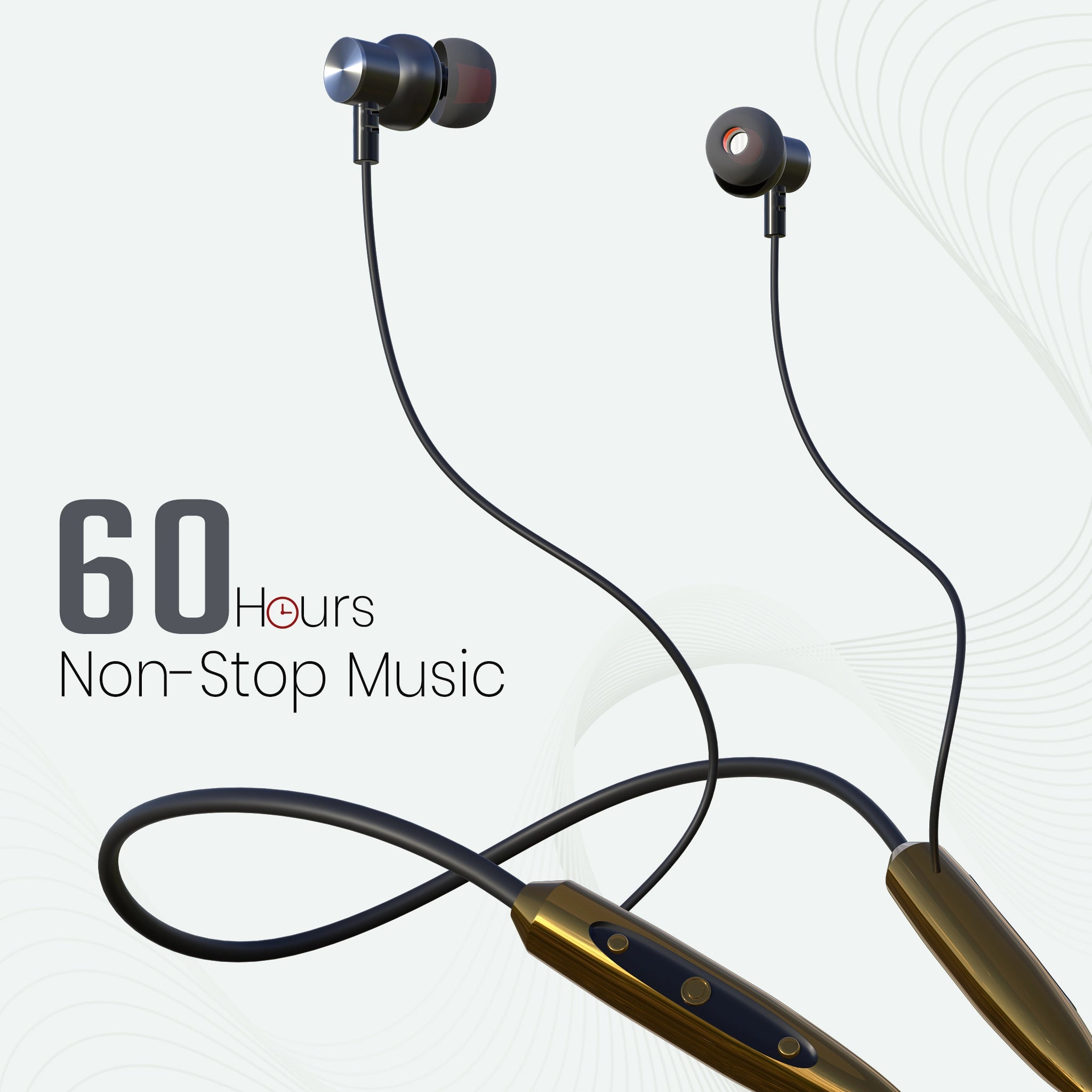wireless earphones_MakPower Magnet 257_Black with _60 Hours NON-Stop Music