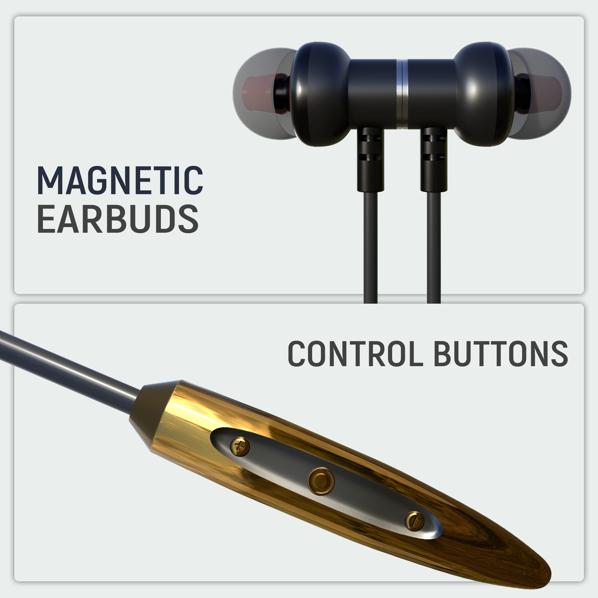 wireless earphones_MakPower Magnet 257_Black with magnetic buds & easy controls