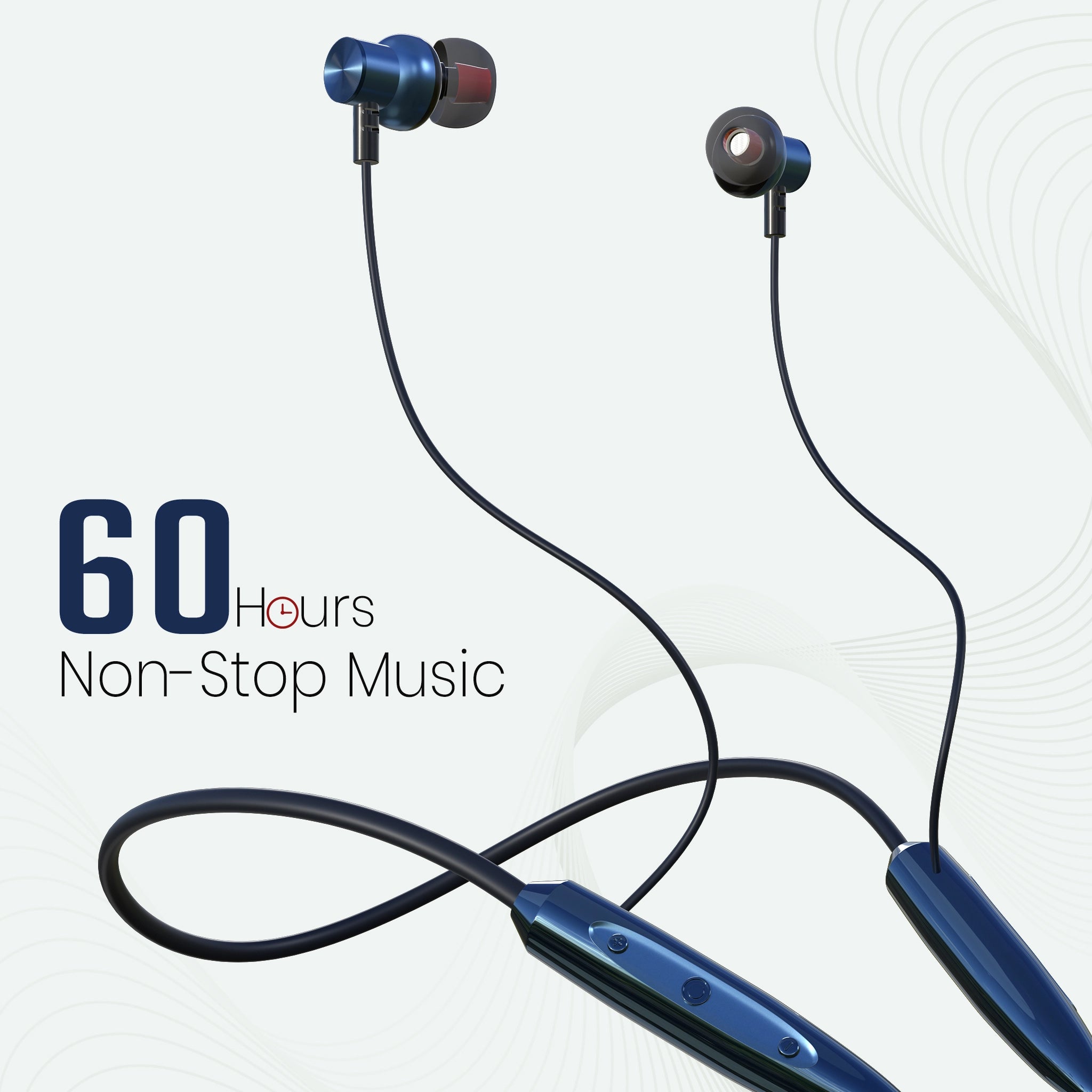 wireless earphones_MakPower Magnet 257_Blue with _60 Hours NON-Stop Music
