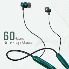 wireless earphones_MakPower Magnet 257_Green with _60 Hours NON-Stop Music