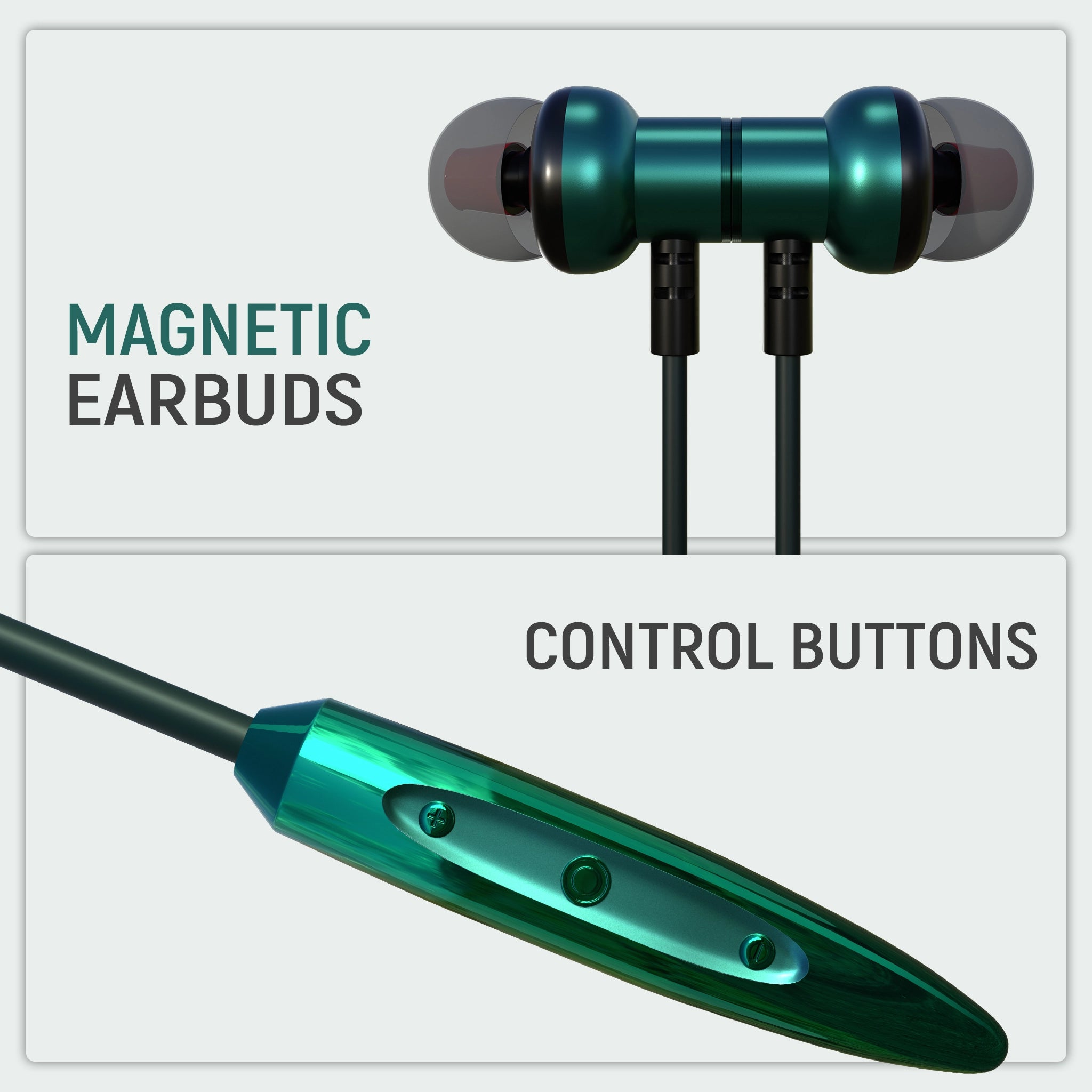 wireless earphones_MakPower Magnet 257_Green with magnetic buds & easy controls