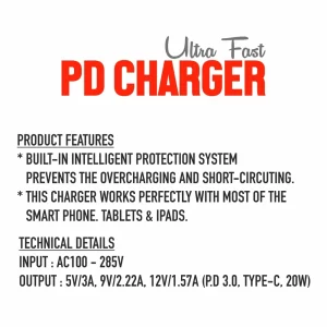 Mak Power 20 Watt PD Charger CH-33_