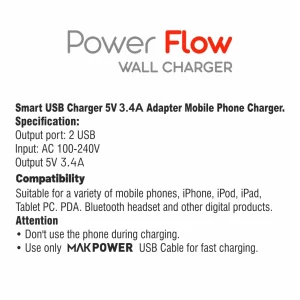 Mak Power Dual USB Fast Charger. CH 40