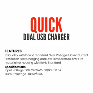 Mak Power Dual USB Wall Charger. Ch-35